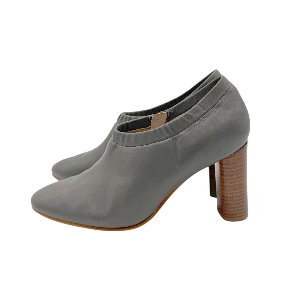 Clarks Grace Lola Womens 9M Gray Full Grain Sheep Leather Block Heel Ankle Boots